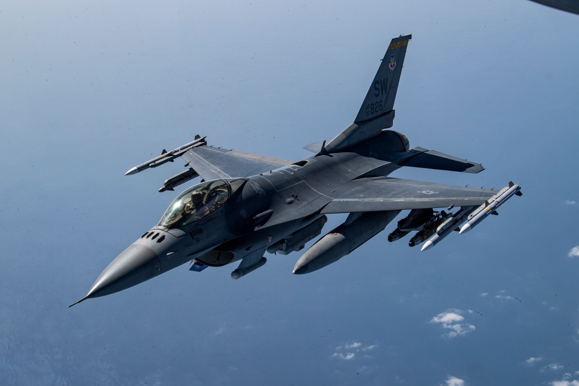 A U.S. Air Force F-16 Fighting Falcon flies over Afghanistan, March 17, 2020.