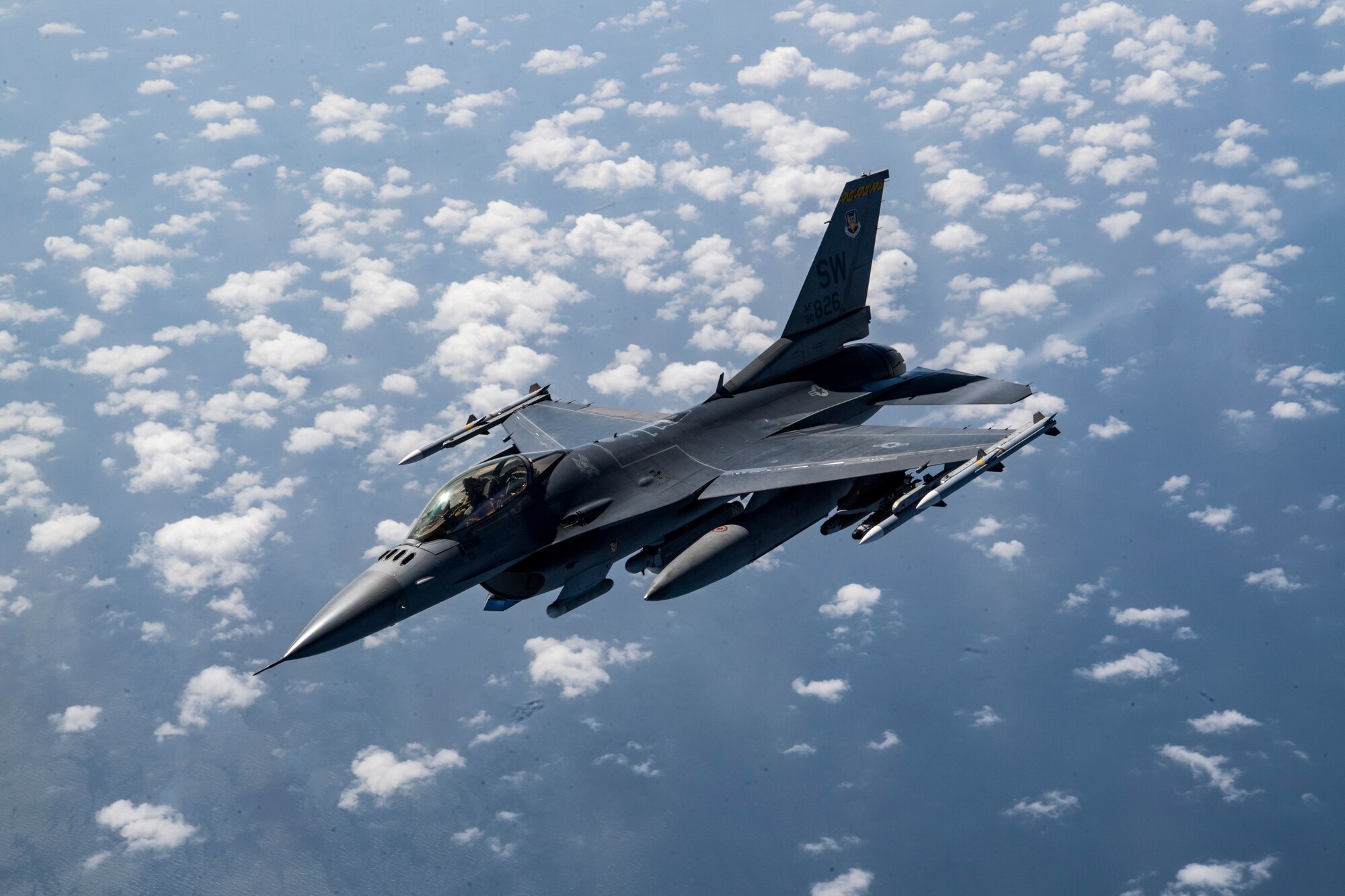 A U.S. Air Force F-16 Fighting Falcon flies over Afghanistan, March 17, 2020.