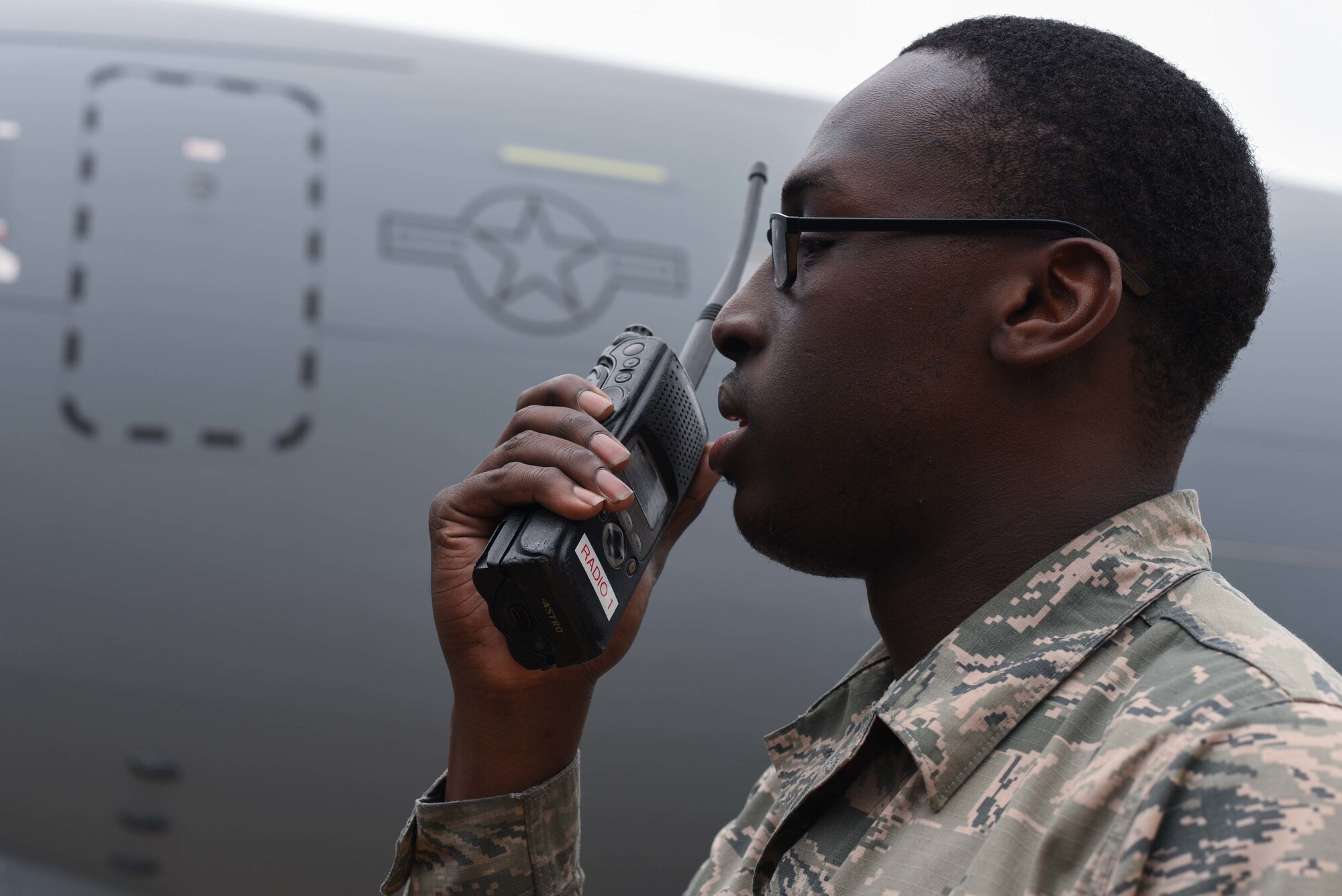 Airman 1st Class Jeremiah Epps, 22nd Logistic Readiness Squadron fuels distribution operator, calls into the fuels control center March 24, 2020, at McConnell Air Force Base, Kansas. The control center directs all fuel truck movements and prioritizes deliveries based on operational needs and requirements.  The petroleum, oil and lubricants shop services 55 aircraft assigned to McConnell and pumps 97 million pounds of fuel annually. (U.S. Air Force photo by Senior Airman Alexi Bosarge)