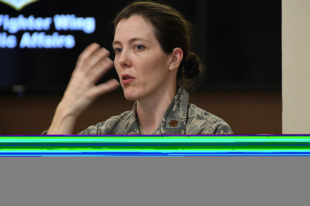 Maj. Barbara Jones, public health officer, 104th Fighter Wing, Massachusetts Air National Guard, provides public health briefing to keep Airmen safe while serving their community in preparation to assist the state COVID-19 response efforts, April 1, 2020. More than a dozen Airmen volunteers will provide food to the Holyoke Soldiers Home. Public Health professionals play a critical role in providing medically ready Airmen. (U.S. Air National Guard Photo by Senior Master Sgt. Julie Avey)