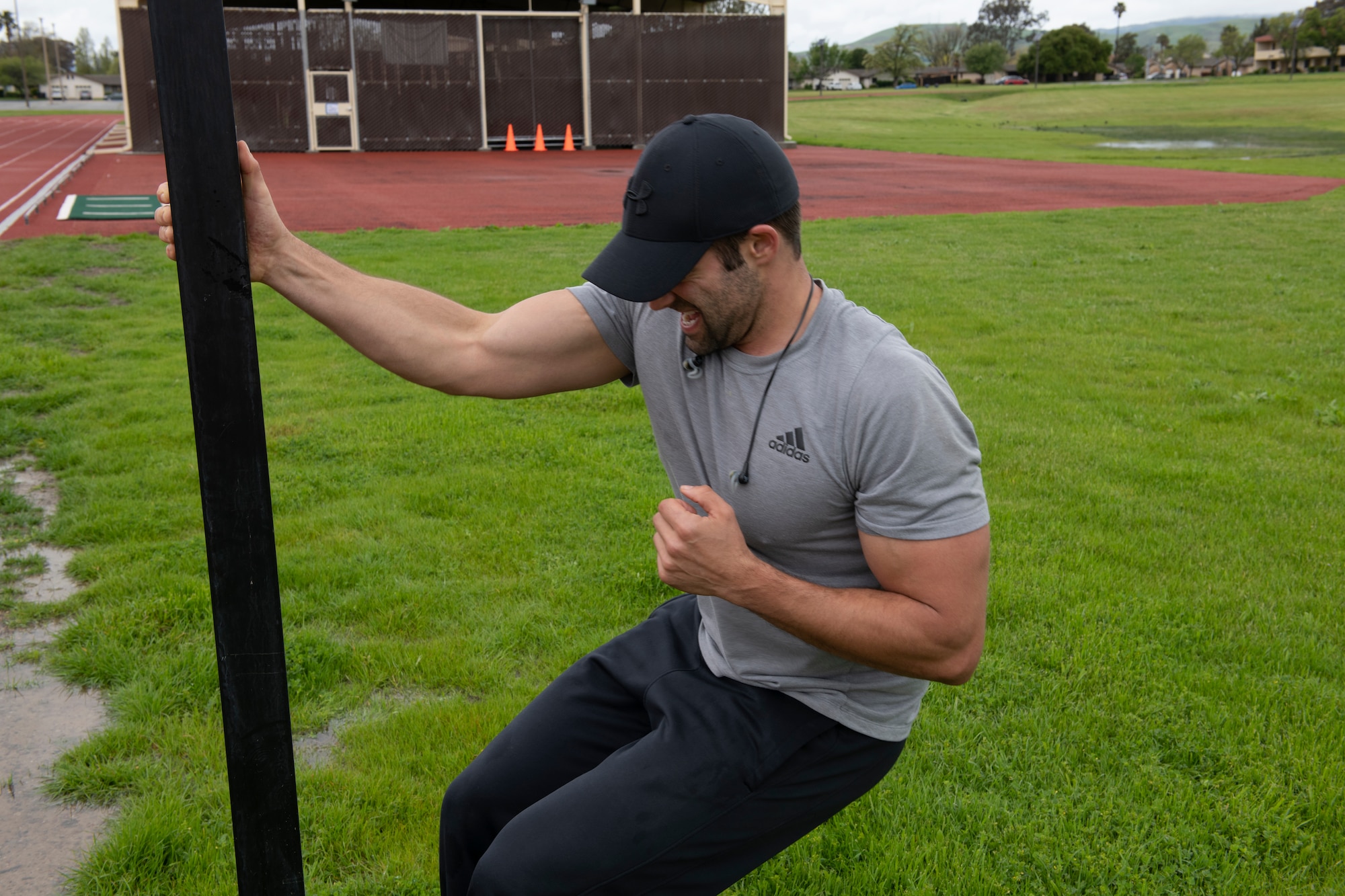 An Airman working out.