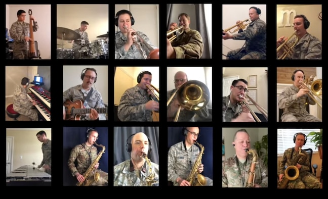 A screenshot of a video performance of “The Last Dinosaur,” by the Commanders Jazz Ensemble was uploaded to the Band of the Golden West’s.
