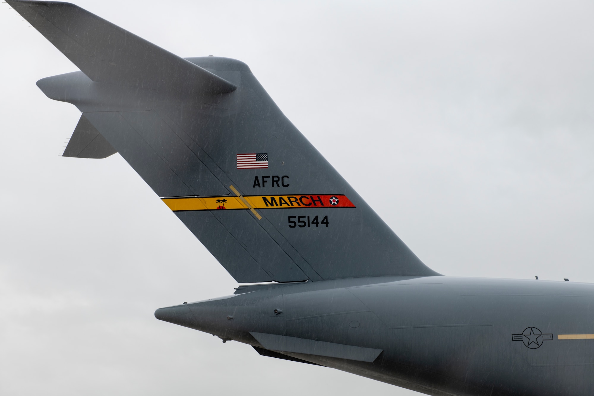 The tail of a C-17.