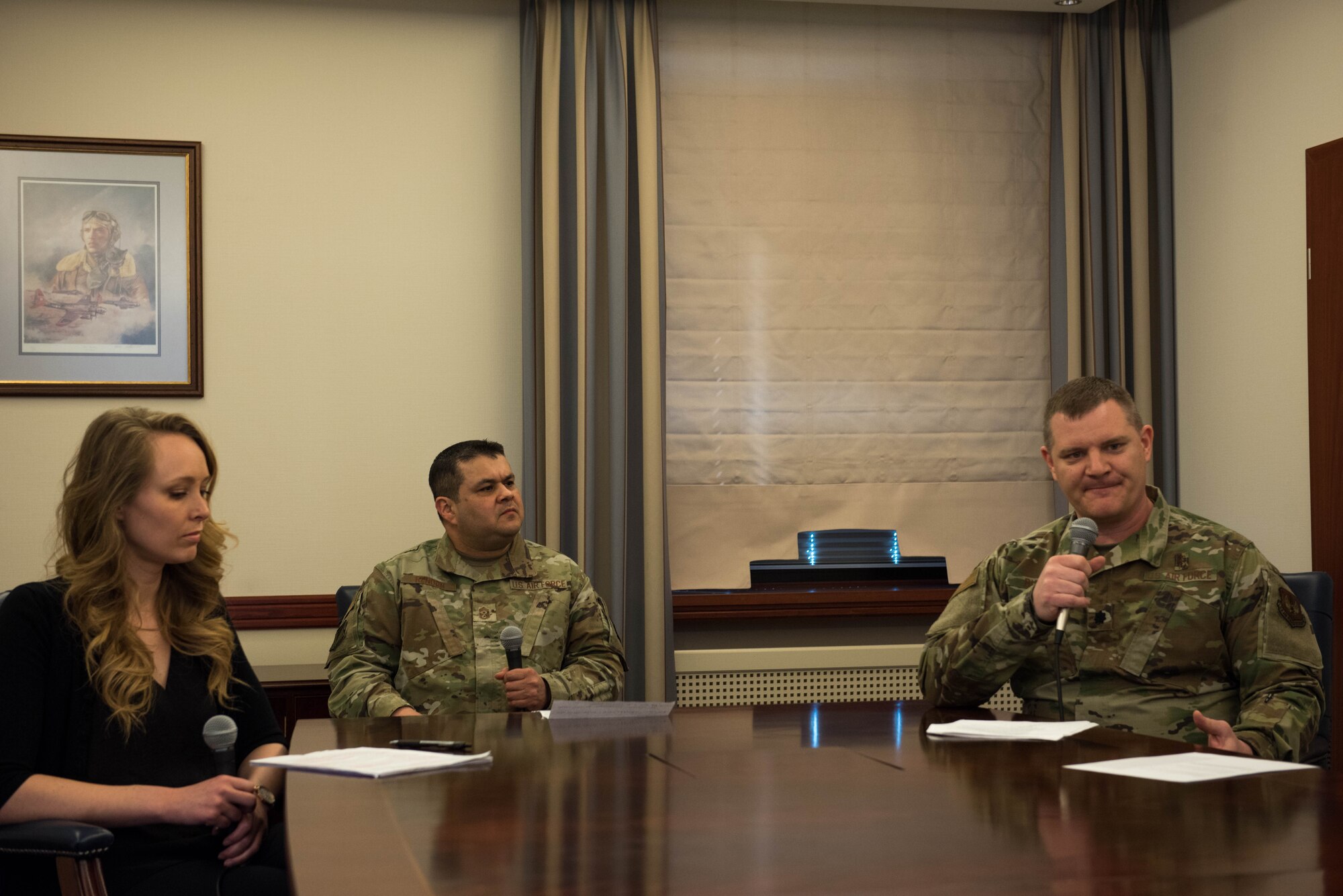 Members of Ramstein Air Base answer questions during a virtual town hall focused on resiliency.