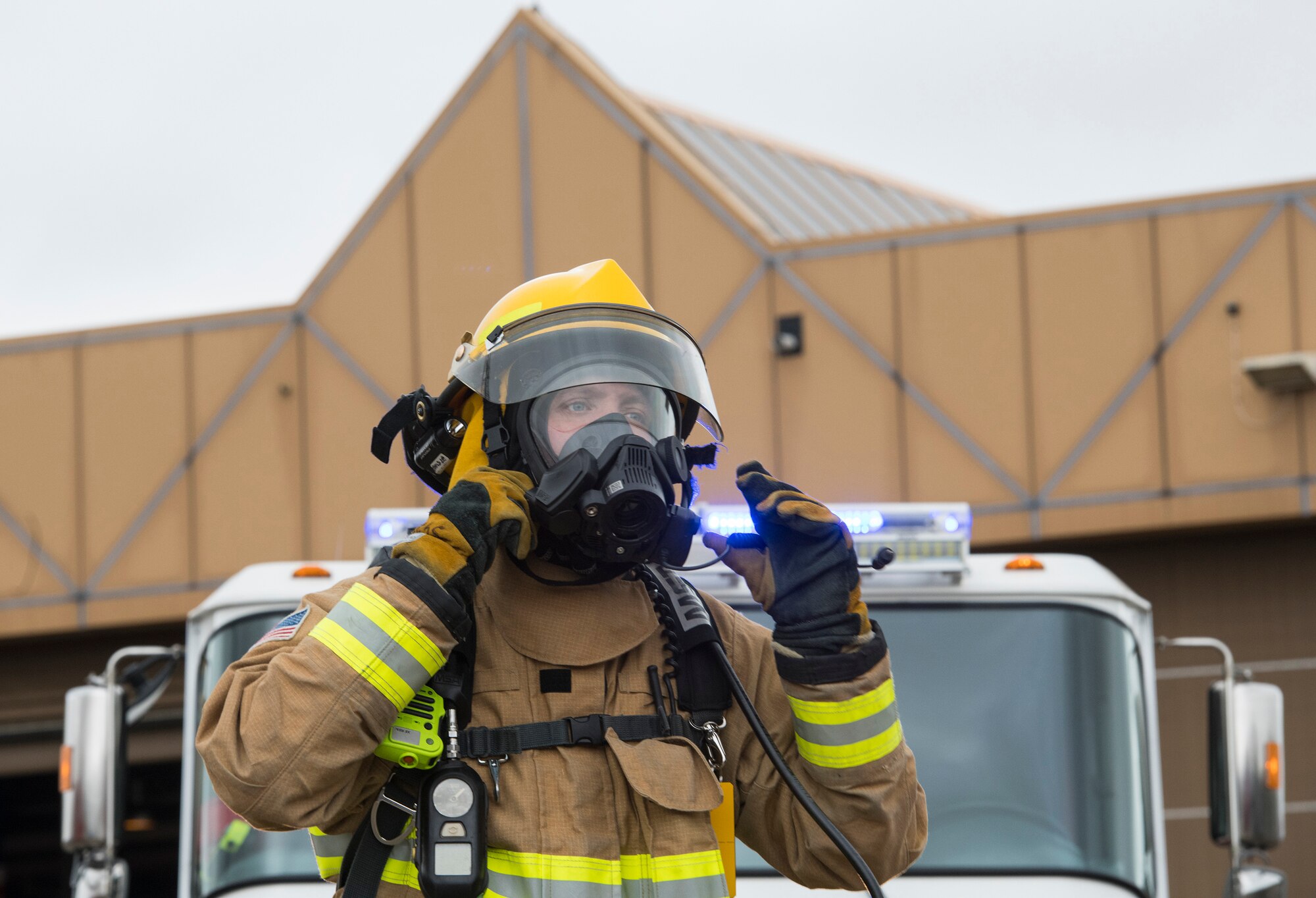 Firefighters with the 423rd Civil Engineer Squadron train on a confined spaces trainer at RAF Alconbury, England on March 30, 2020. This type of training helps the firefighters maintain readiness and stay proficient in their craft. (U.S. Air Force photo by Master Sgt. Brian Kimball)
