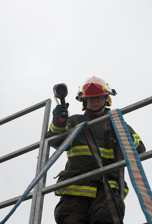 Firefighters with the 423rd Civil Engineer Squadron train on a confined spaces trainer at RAF Alconbury, England on March 30, 2020. This type of training helps the firefighters maintain readiness and stay proficient in their craft. (U.S. Air Force photo by Master Sgt. Brian Kimball)