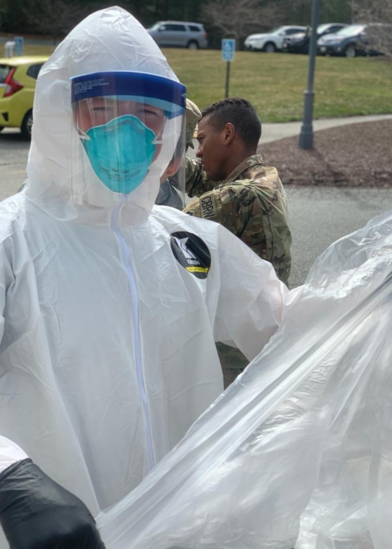 A group of aerospace medical technicians and a medical administrator from the 104th Medical Group, Massachusetts National Guard, spent a week moving throughout Massachusetts administering tests for COVID-19, sometimes at four locations per day.