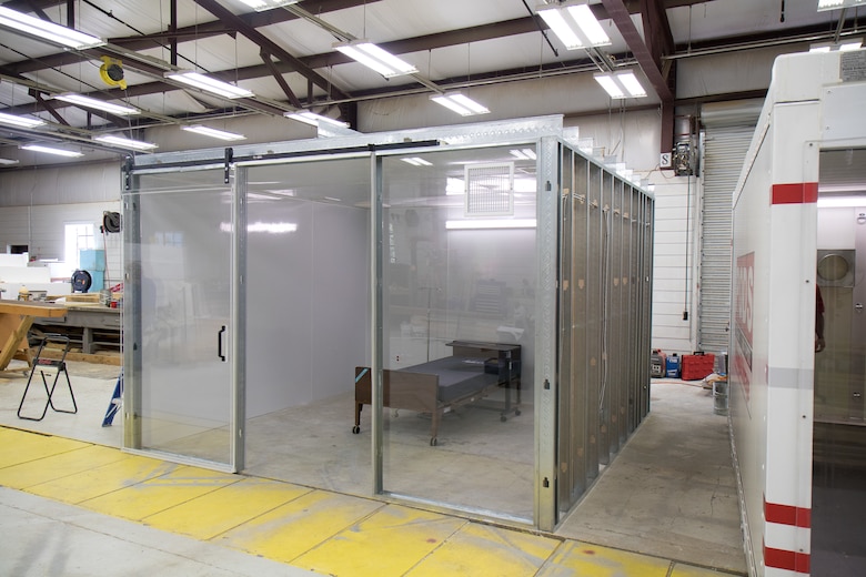A prototype of a containerized hospital room.