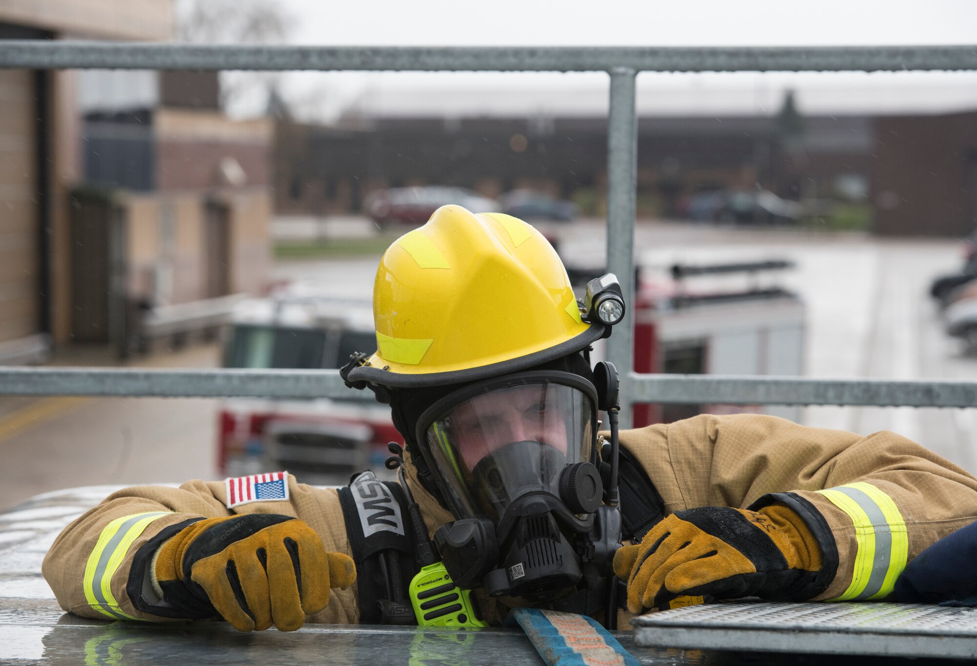 Firefighters with the 423rd Civil Engineer Squadron train on a confined spaces trainer at RAF Alconbury, England on March 30, 2020. This type of training helps the firefighters maintain readiness and stay proficient in their craft. (U.S. Air Force photo by Master Sgt. Brian Kimball)