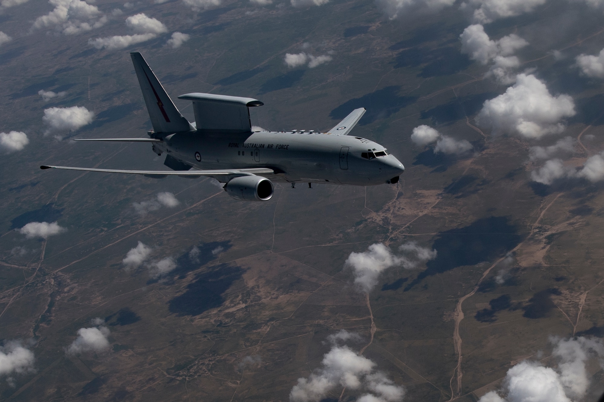 A Royal Australian Air Force E-7A Wedgetail flies over Iraq, April 2, 2020.