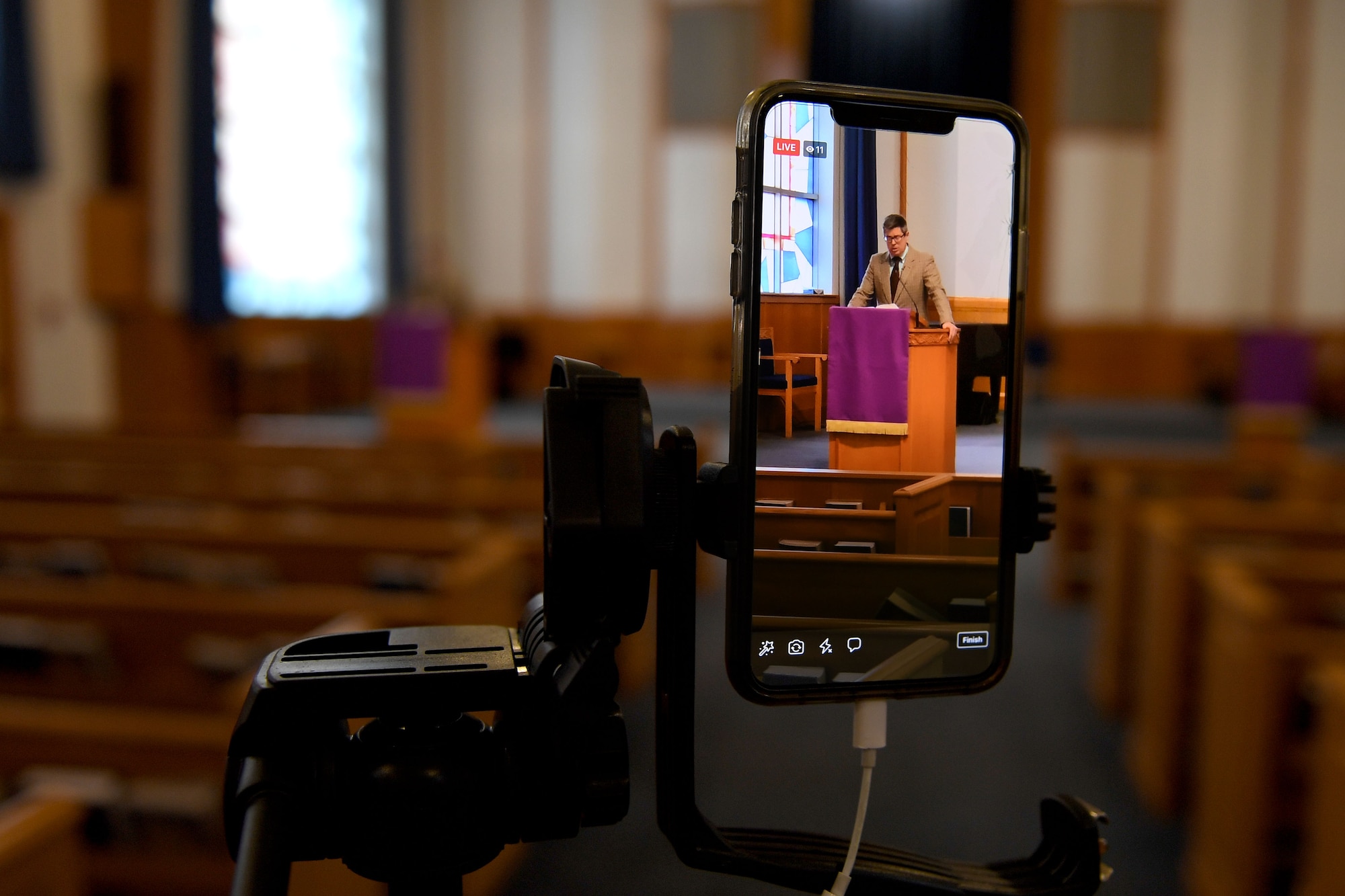 a phone recording a service
