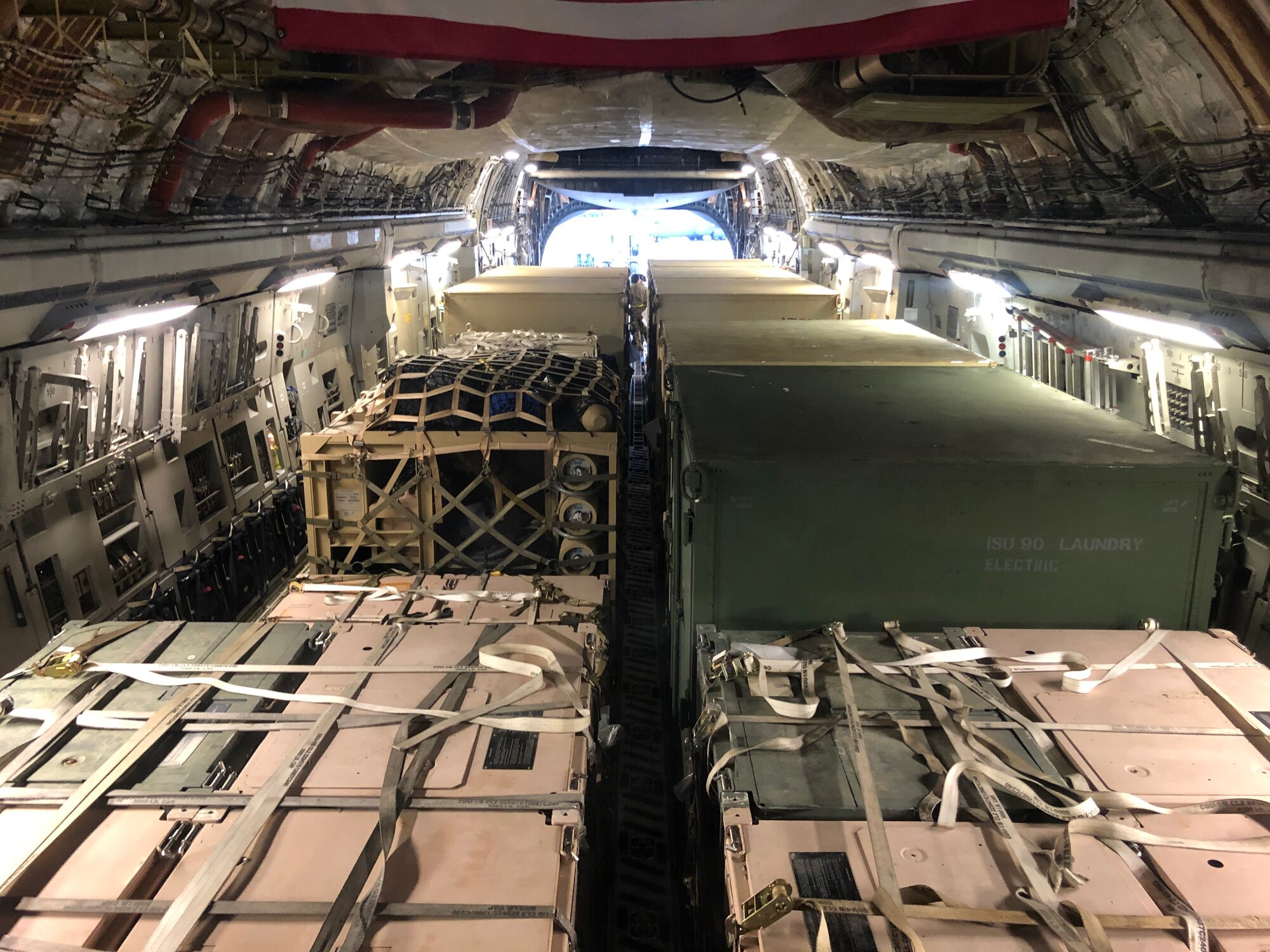 Disaster Relief Bed-Down Sets are loaded on to a C-17 Globemaster III aircraft at the 156th Airlift Wing, Puerto Rico Air National Guard unit, March 24, 2017. The wing flew two C-17’s to Puerto Rico to load and transport two DRBS’s to the 200th RED HORSE Squadron in Mansfield, Ohio. The DRBS’s were deployed to Puerto Rico after an earthquake there in January.