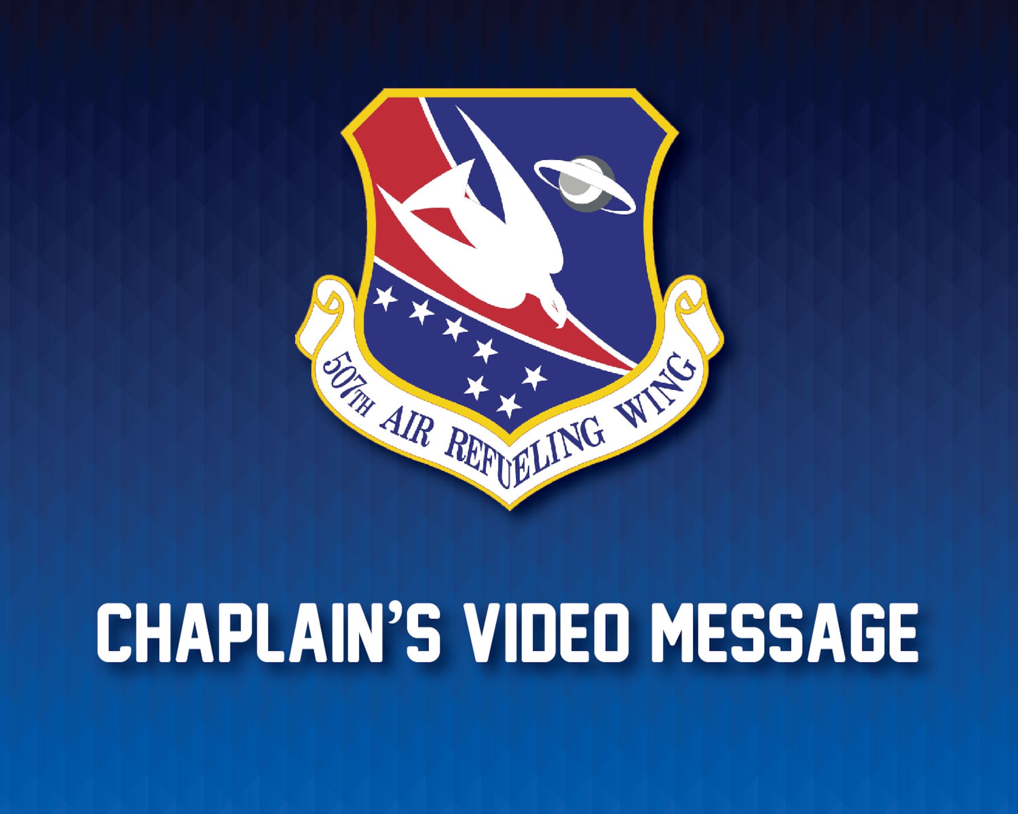 Ch. (Maj.) Ed Sanders, 507th Air Refueling Wing chaplain, offers a message of resiliency to the Wing's Airmen April 9, 2020, at Tinker Air Force Base, Oklahoma. (U.S. Air Force graphic by Senior Airman Mary Begy)