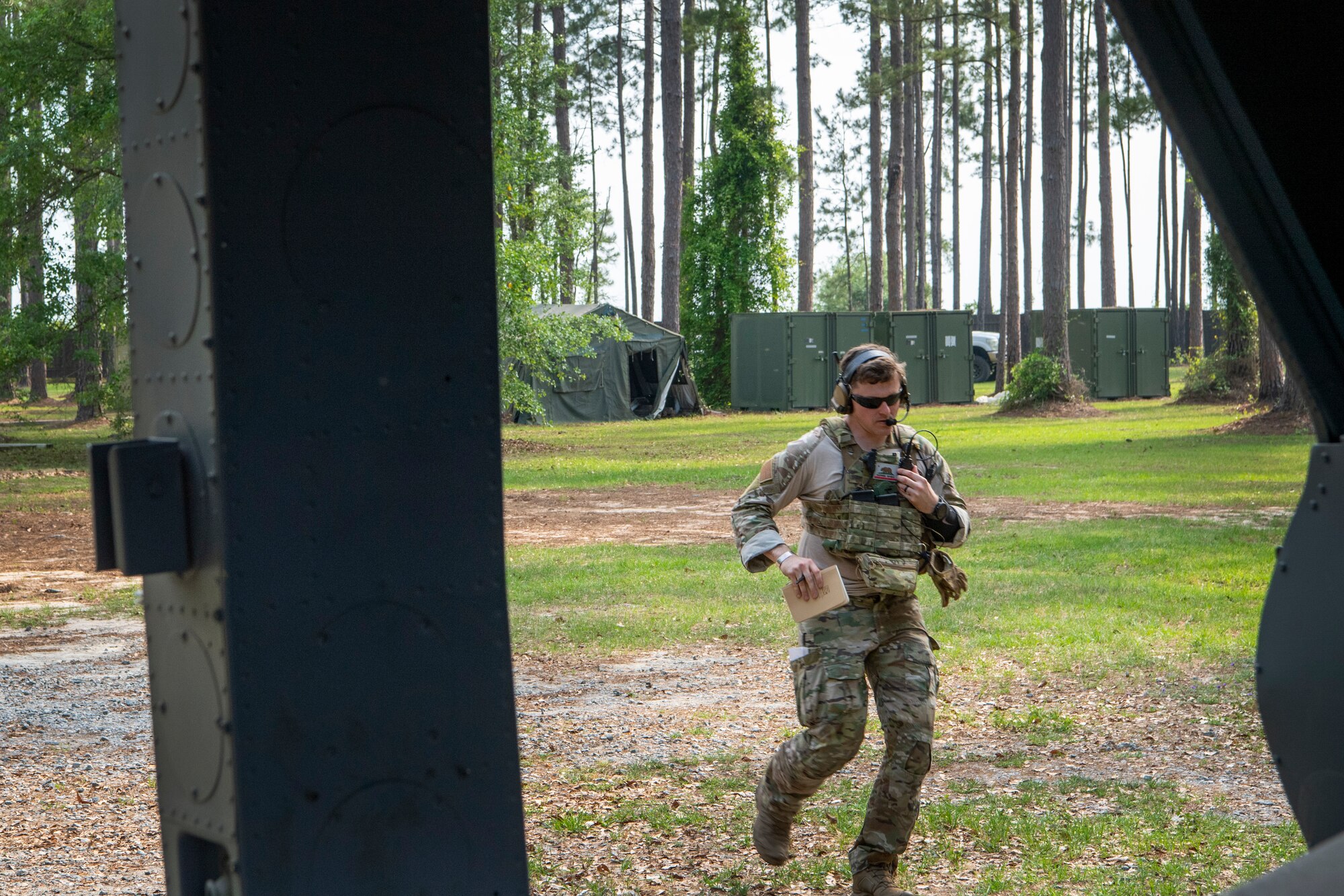 TACP officer runs while talking on the radio