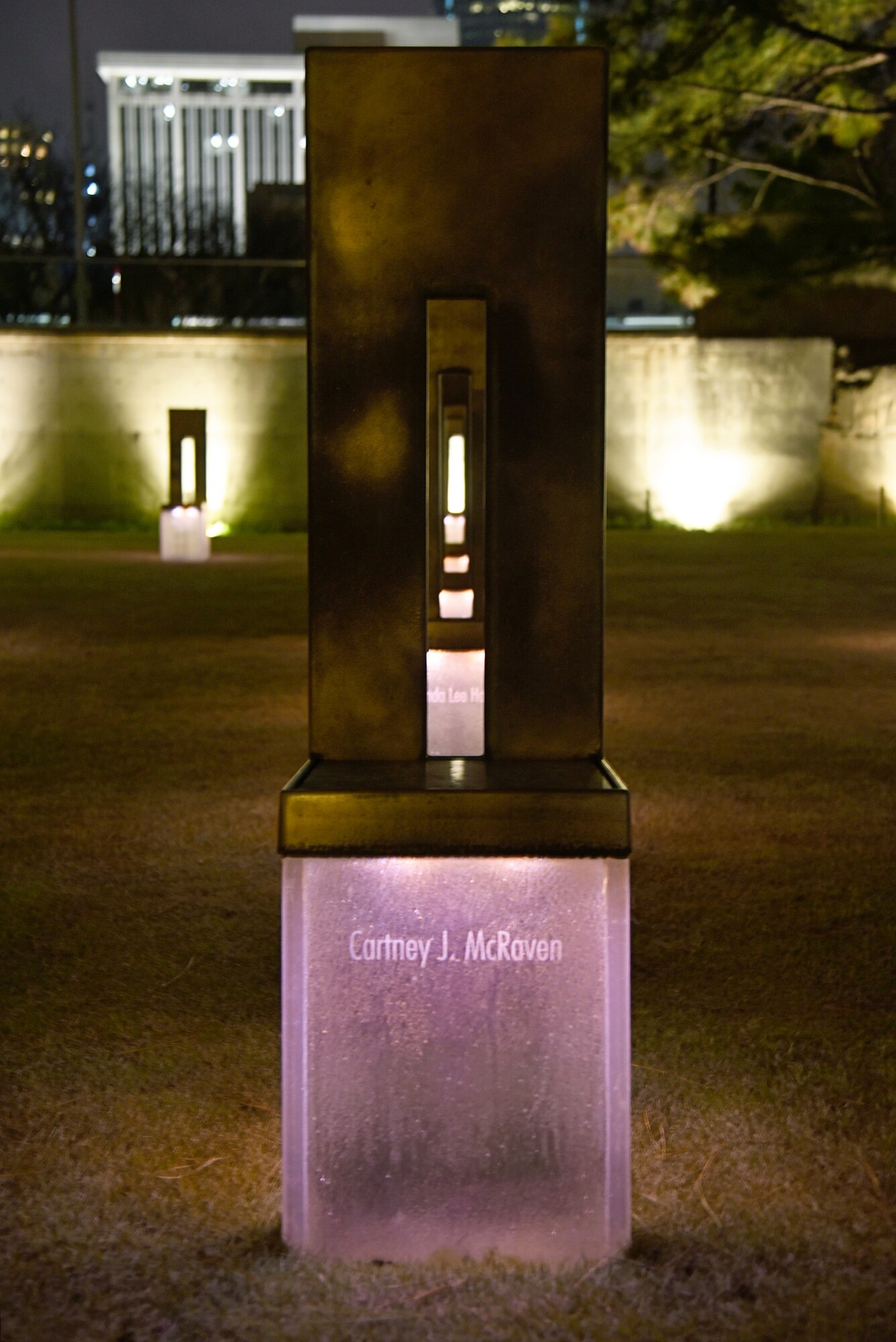 Oklahoma City Bombing Memorial chair in memory of Airman 1st Class Cartney McRaven