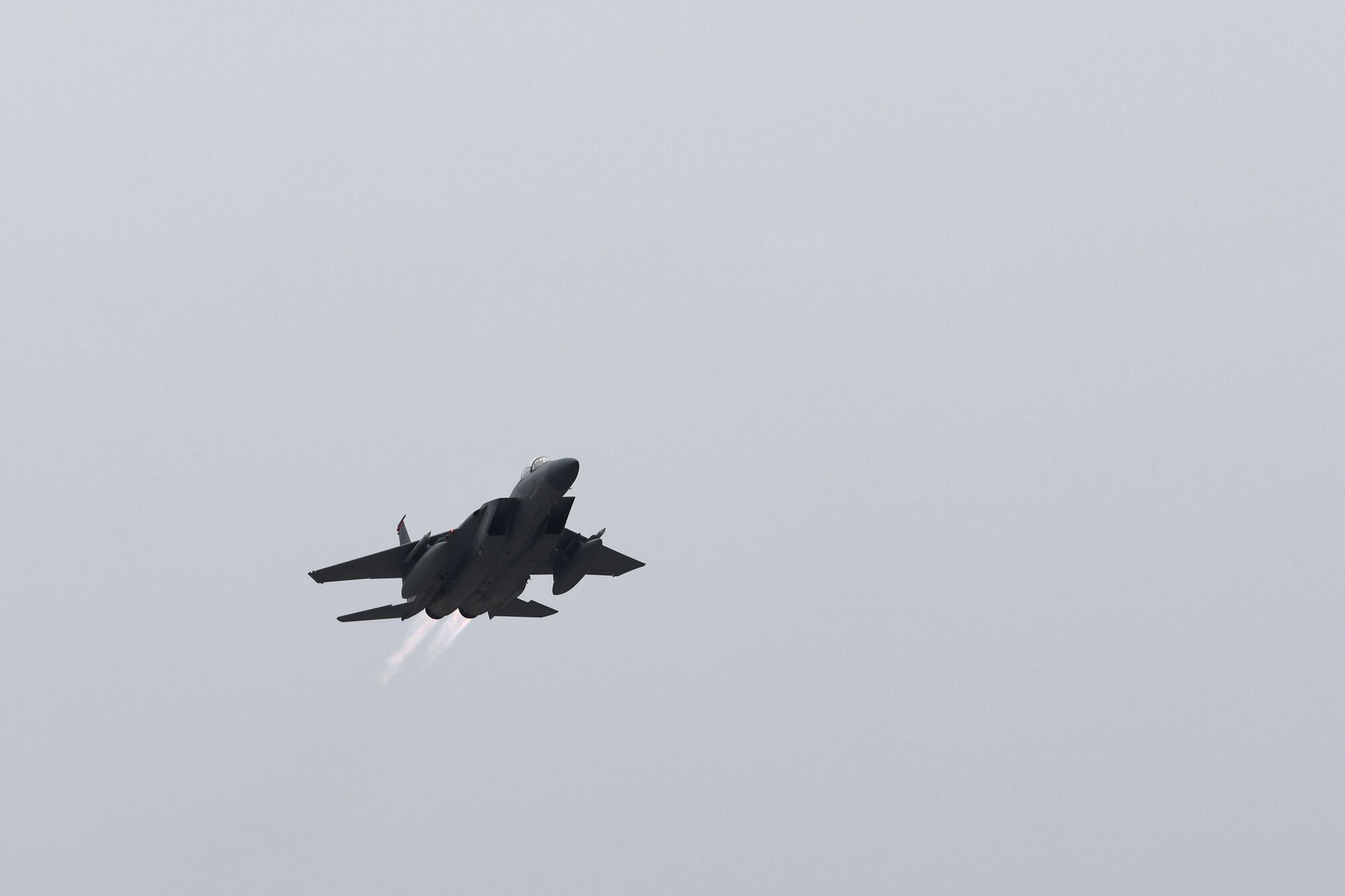 An F-15C Eagle takes off from Kadena Air Base, Japan, Apr. 9, 2020. The F-15C Eagle is a maneuverable, tactical fighter designed to gain and maintain air supremacy over the battlefield. In order to ensure mission success, the Airmen of Team Kadena continuously rise to meet mission requirements and ensure air superiority. (U.S. Air Force photo by Airman 1st Class Rebeckah Medeiros)