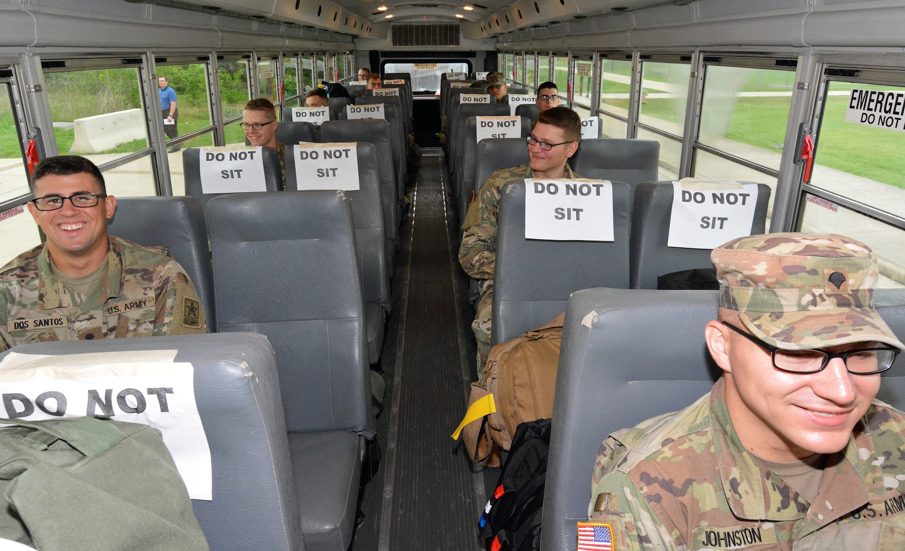 Soldiers on bus.