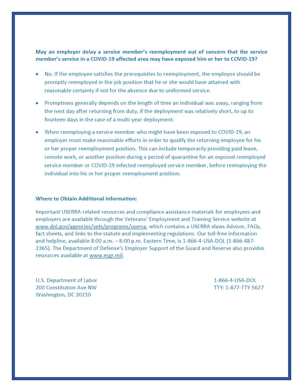 COVID19 Impact Uniformed Services Employment and Reemployment Rights