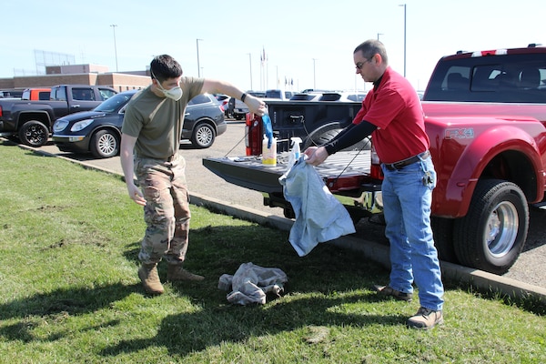 Lt. Col. Jonathan Klink, commander, Pittsburgh District, follows CDC guidelines for the removal and decontamination of personally protective equipment following an assessment of a potential Alternate Care Facility in northeastern Ohio, Monday. Currently, Pittsburgh District is on standby for mission assignments to begin the process of preparing ACFs for action at two previously assessed sites.