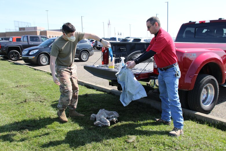 Lt. Col. Jonathan Klink, commander, Pittsburgh District, follows CDC guidelines for the removal and decontamination of personally protective equipment following an assessment of a potential Alternate Care Facility in northeastern Ohio, Monday. Currently, Pittsburgh District is on standby for mission assignments to begin the process of preparing ACFs for action at two previously assessed sites.