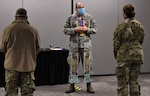 New York Air National Guard Chaplain (Lt. Col. ) Jacob Marvel celebrates Easter Mass for service members at the alternate care facility within the Javits Convention Center in New York City while following social distancing guidelines April 12, 2020.