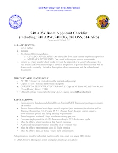 940 ARW Boom Applicant Checklist
