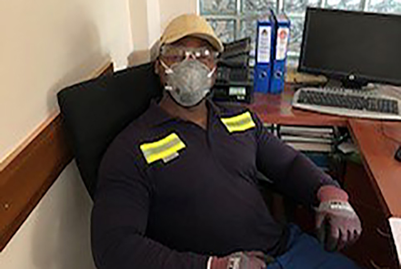 Defense Logistics Agency Energy Quality Assurance Representative Anthony Floyd wears protective gear
