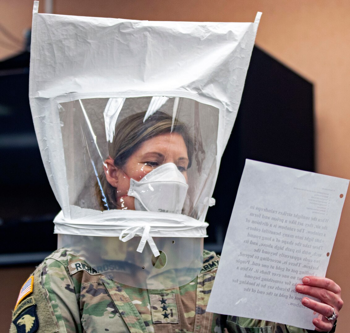 Lt. Gen. Laura Richardson, commanding general of U.S. Army North, goes through the safety precautions