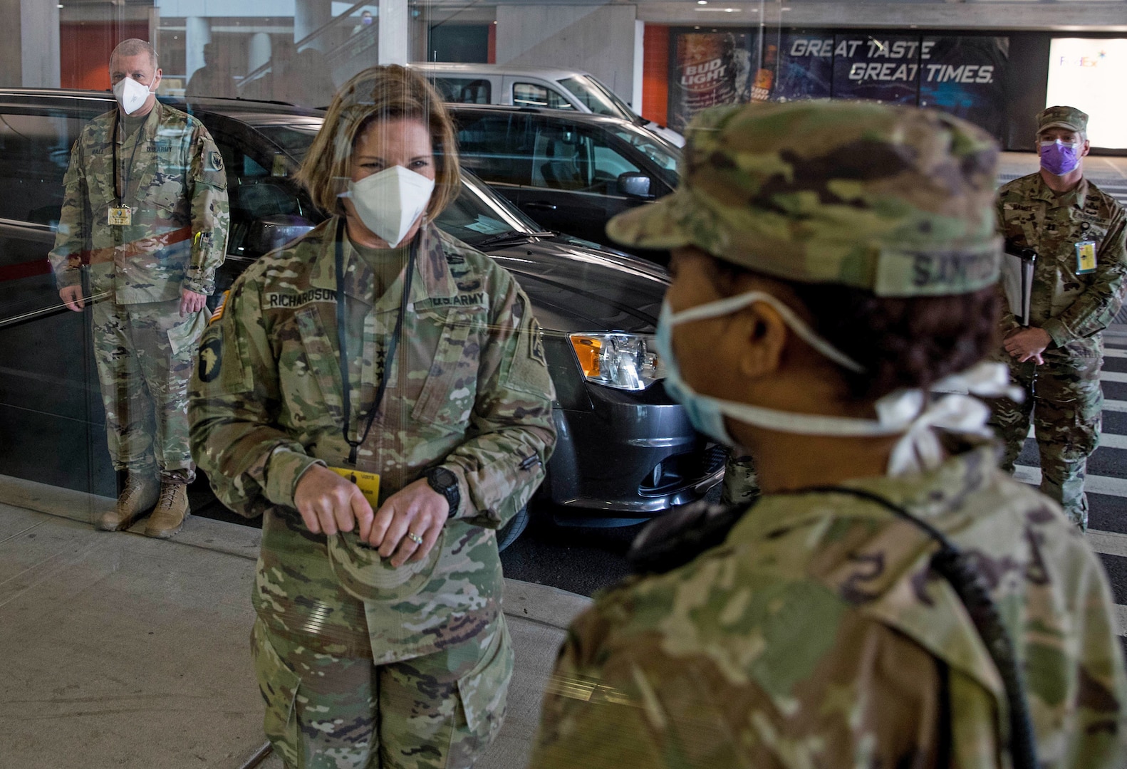 Lt. Gen. Laura Richardson, commanding general of U.S. Army North, gets screened for COVID-19