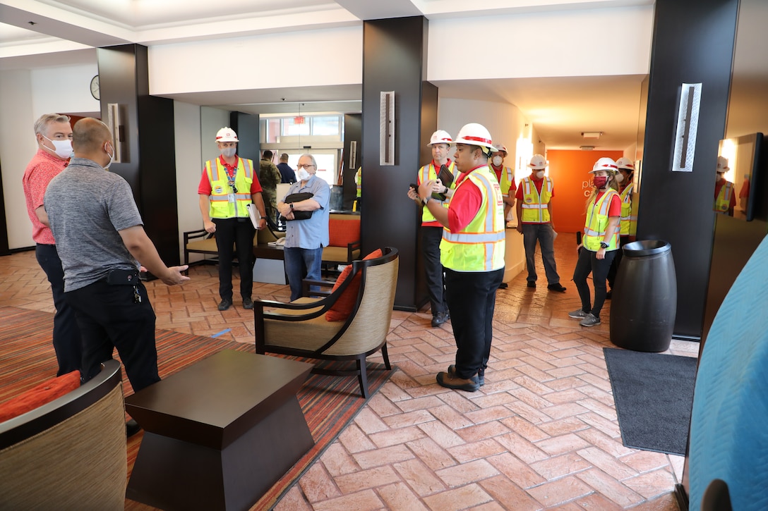 Under a FEMA planning mission assignment, a USACE technical survey team conducted a site assessment of a local hotel facility on Oahu. The USACE team is providing initial planning and assessments for the possible conversion of existing buildings into alternate care facilities (ACFs).