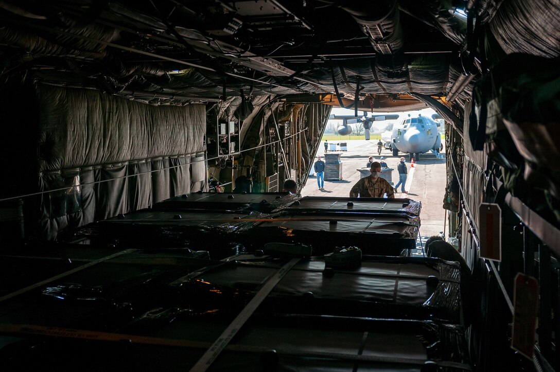 Cargo being loaded onto aircraft.