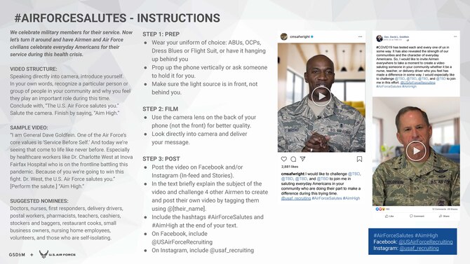 Air Force Salutes is a way Airmen can honor someone in their community who doesn’t wear the Air Force uniform but still embodies the Air Force core value of service before self.