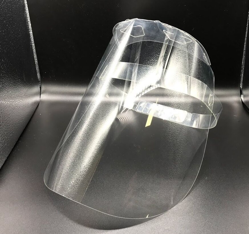 Clear plastic-looking face shield