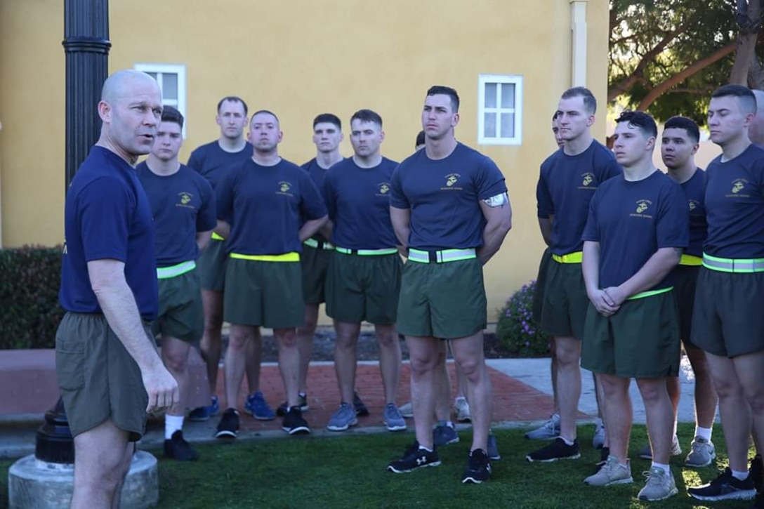 9th Marine Corps District Marines being briefed By their District SgtMaj.