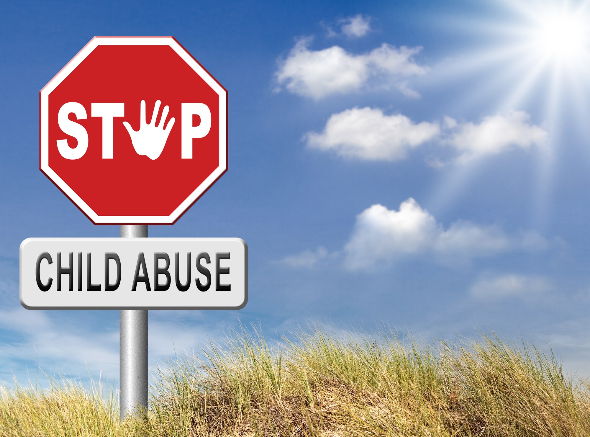 graphic shows stop sign saying child abuse underneath