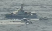 NORTH ARABIAN GULF (April 15, 2020) Iranian Islamic Revolutionary Guard Corps Navy (IRGCN) vessels conducted unsafe and unprofessional actions against U.S. Military ships by crossing the ships’ bows and sterns at close range while operating in international waters of the North Arabian Gulf. U.S. forces are conducting joint interoperability operations in support of maritime security in the U.S. 5th Fleet area of operations. (U.S. Navy photo)