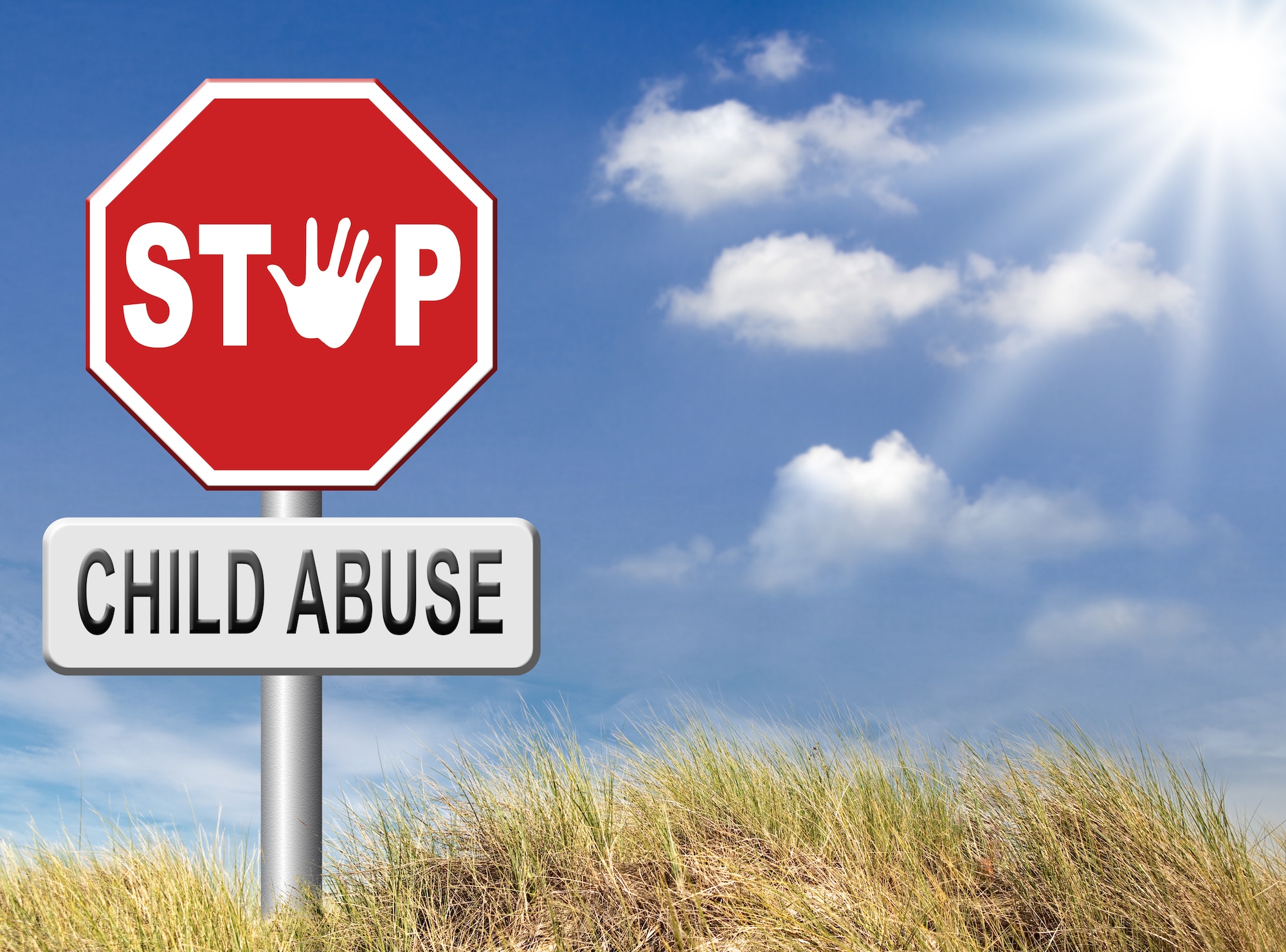 graphic shows stop sign saying child abuse underneath