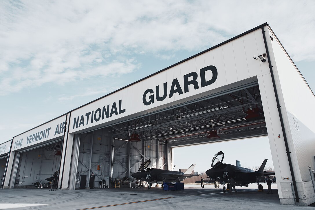 Pilots assigned to the 158th Fighter Wing, Vermont Air National Guard, prepare to fly a routine training mission, Vermont Air National Guard Base.