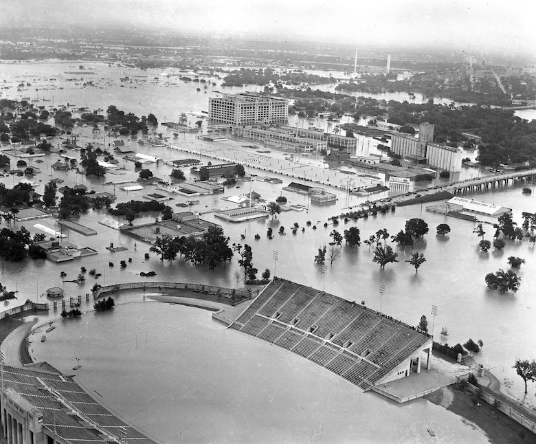 Aerial photo of flooded Fort Worth