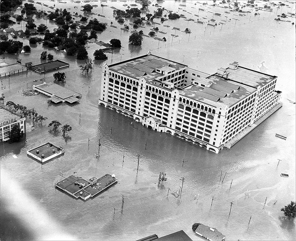 Aerial Photo of 1949 flood in Fort Worth