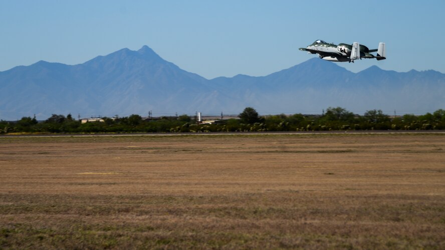 A photo of an A-10 taking off