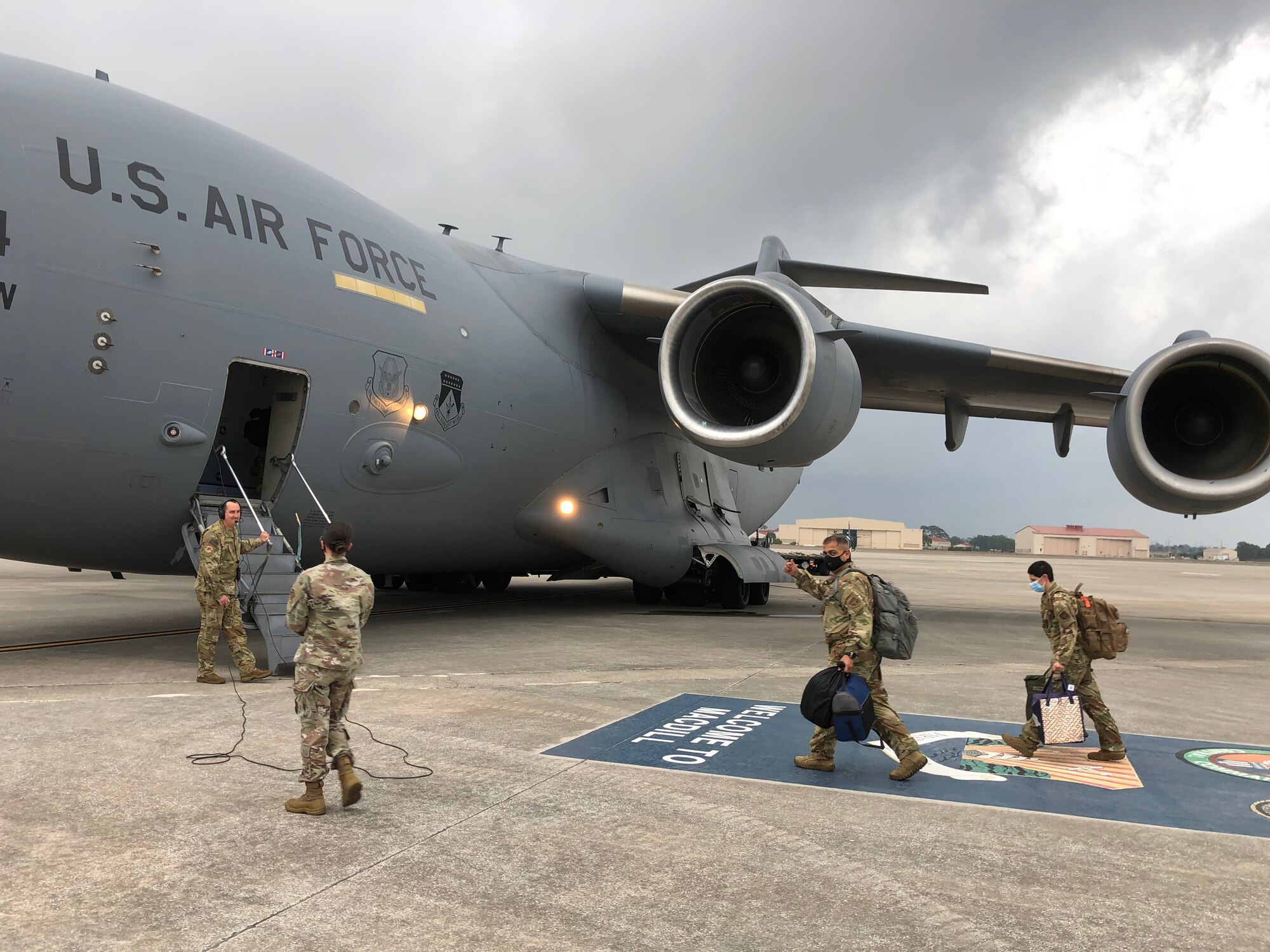 A dozen Reserve Citizen Airmen of the 45th Aeromedical Evacuation Squadron here mobilized 14 April to support COVID-19 efforts. This is the second group of medics from the 927th Air Refueling Wing to be activated to join the frontlines on the fight against COVID-19. On April 5 with less than 24 hours’ notice, six medics boarded a C-130 headed for Joint Base McGuire-Lakehurst, N.J. for further deployment to NYC.  (U.S. Air Force photo by Tech. Sgt. Peter Dean)