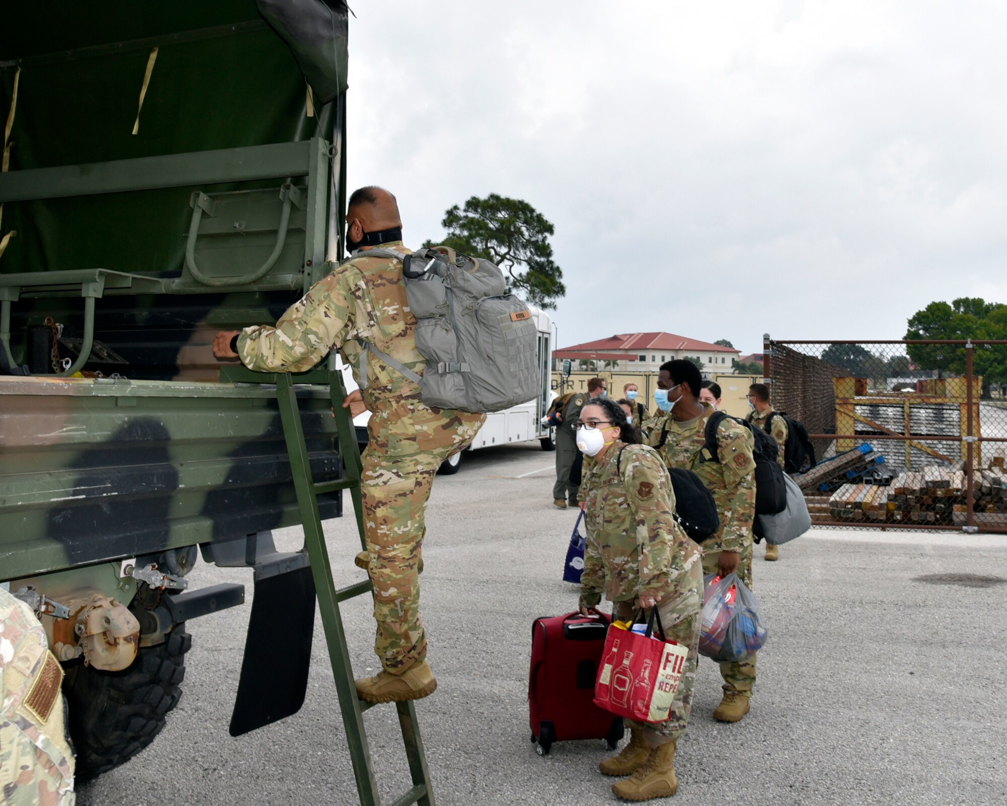 A dozen Reserve Citizen Airmen of the 45th Aeromedical Evacuation Squadron here mobilized 14 April to support COVID-19 efforts. This is the second group of medics from the 927th Air Refueling Wing to be activated to join the frontlines on the fight against COVID-19. On April 5 with less than 24 hours’ notice, six medics boarded a C-130 headed for Joint Base McGuire-Lakehurst, N.J. for further deployment to NYC.  (U.S. Air Force photo by Tech. Sgt. Peter Dean)