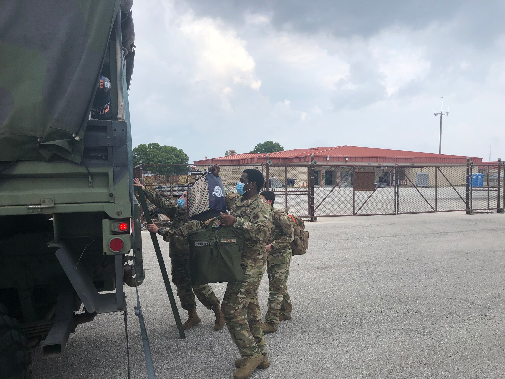 A dozen Reserve Citizen Airmen of the 45th Aeromedical Evacuation Squadron here mobilized 14 April to support COVID-19 efforts. This is the second group of medics from the 927th Air Refueling Wing to be activated to join the frontlines on the fight against COVID-19. On April 5 with less than 24 hours’ notice, six medics boarded a C-130 headed for Joint Base McGuire-Lakehurst, N.J. for further deployment to NYC.  (U.S. Air Force photo by Tech. Sgt. Peter Dean)