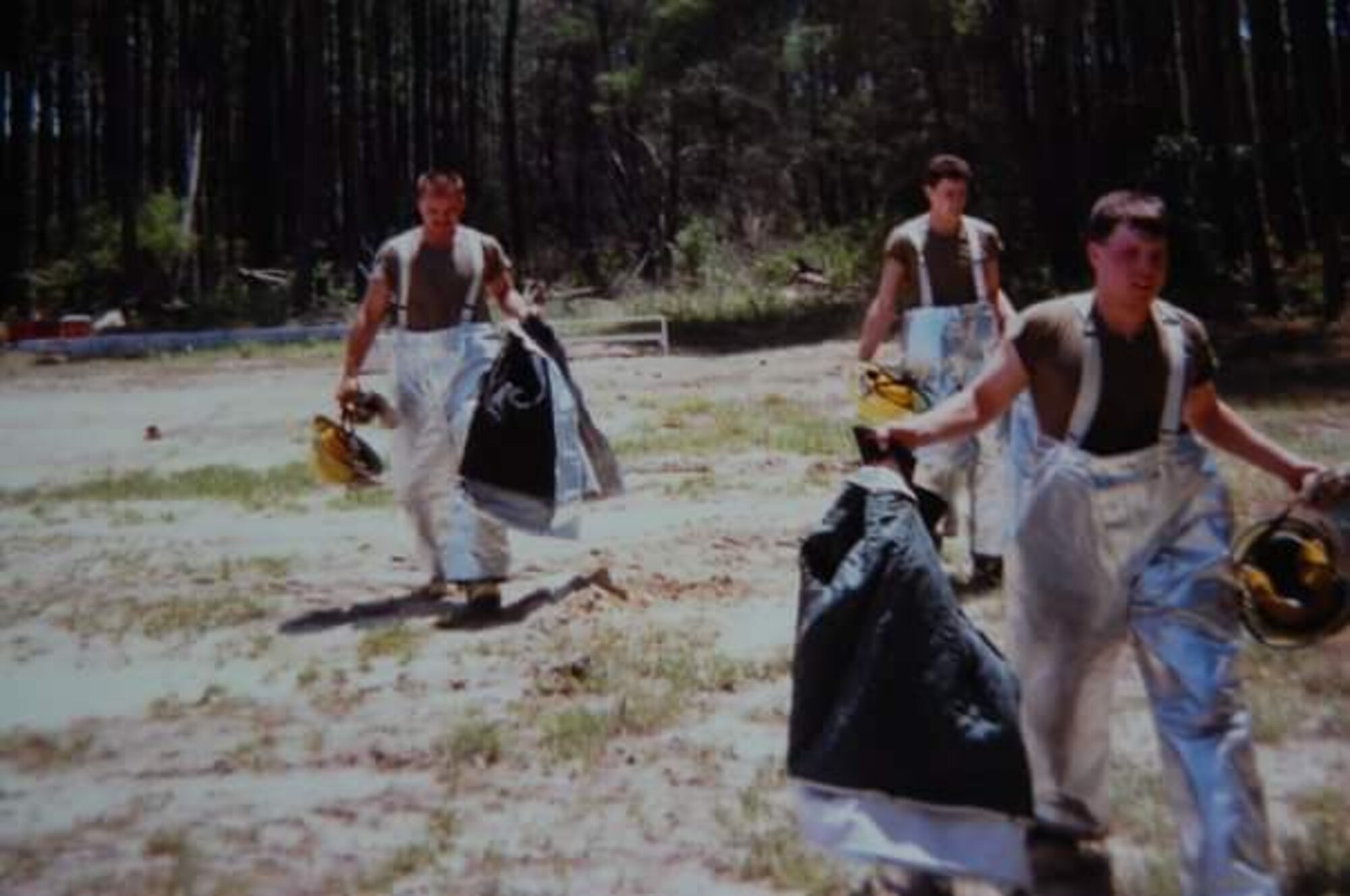 Then U.S. Air Force Senior Airman John Thompson participates in the Readiness Challenge at Eglin Air Force Base, Fla., May 1989.