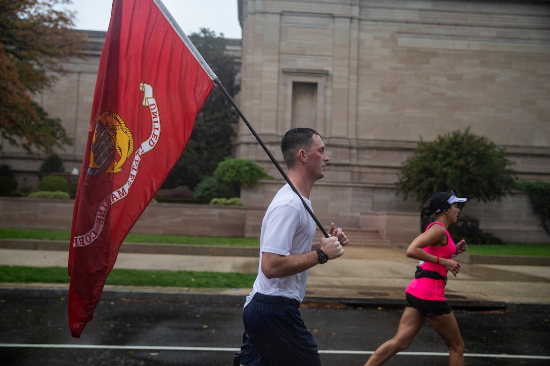 Participants from around the world take part in the 44th annual running of the Marine Corps Marathon, traveling on a monumental course through Washington, D.C. and finishing at the Marine Corps War Memorial, Arlington, Va., Oct. 27.