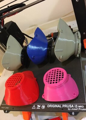 Several 3-D printed antimicrobial facemasks