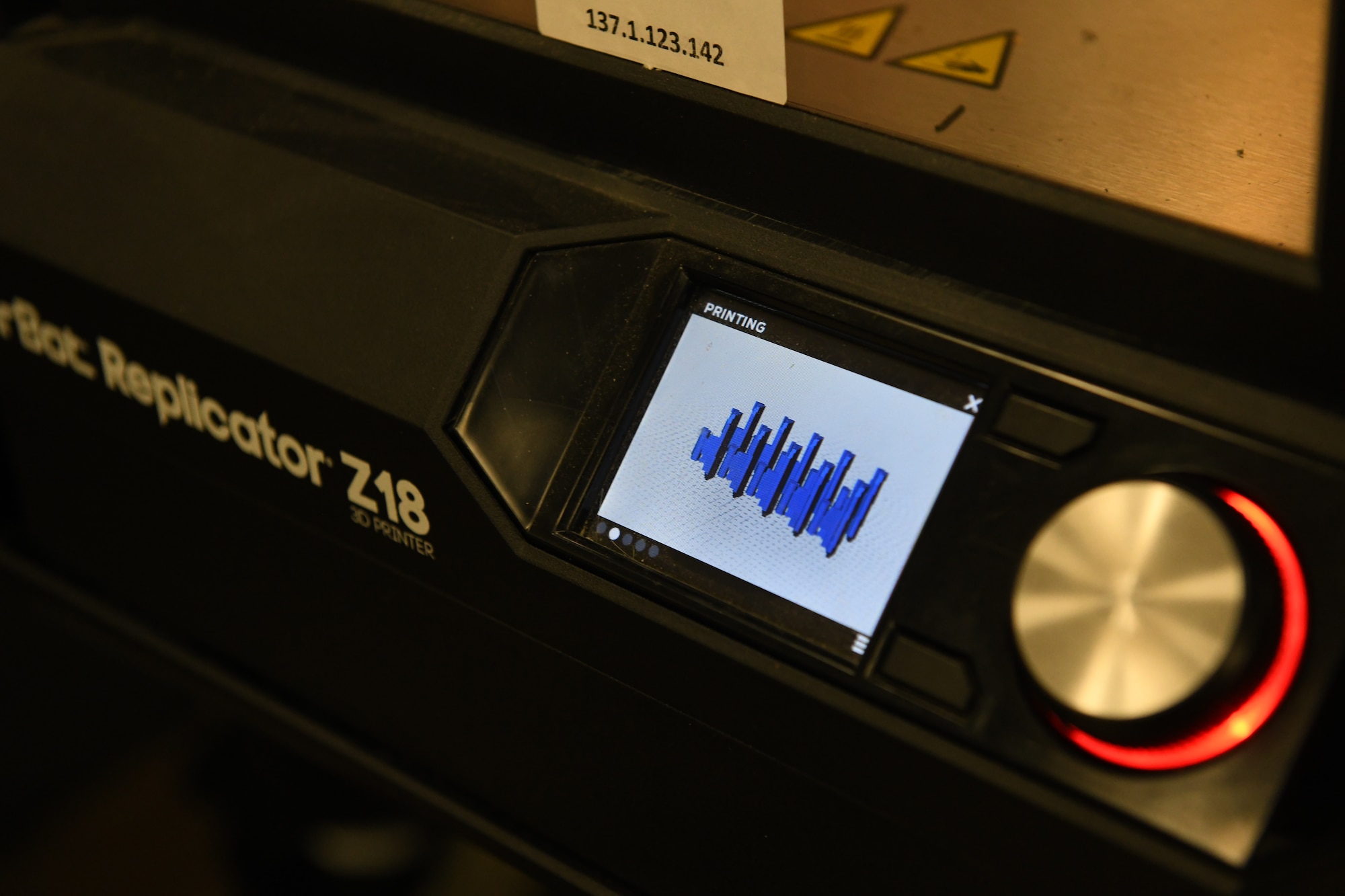 A 3D printer displays a digital M249 Light Machine Gun belt link retainers at the 509th Maintenance Group research and engineer shop, at Whiteman Air Force Base, Missouri, April 13, 2020. All products are reviewed by the Quality Assurance flight ensuring the products are quality and safe to utilize for the mission. The RE shop specializes in 3D printing and take requests from different units on base to utilize their skills in creating tools, discontinued parts or rigs for specific mission requirements (U.S. Air Force photo by Staff Sgt. Sadie Colbert)