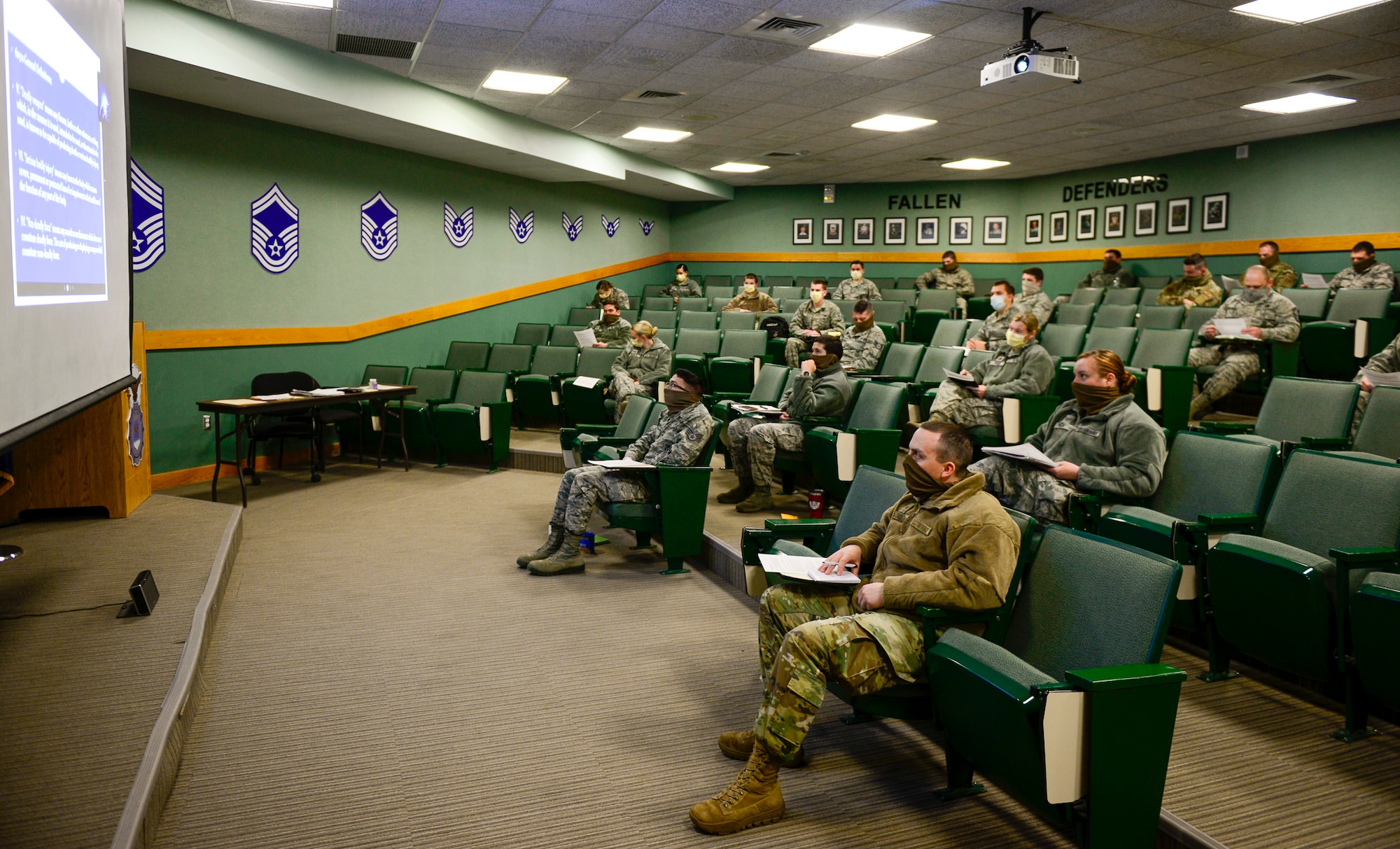 Airmen with the 157th Security Forces Squadron train remotely with the N.H. police academy by videoconference on basic law enforcement topics at Pease Air national Guard Base.