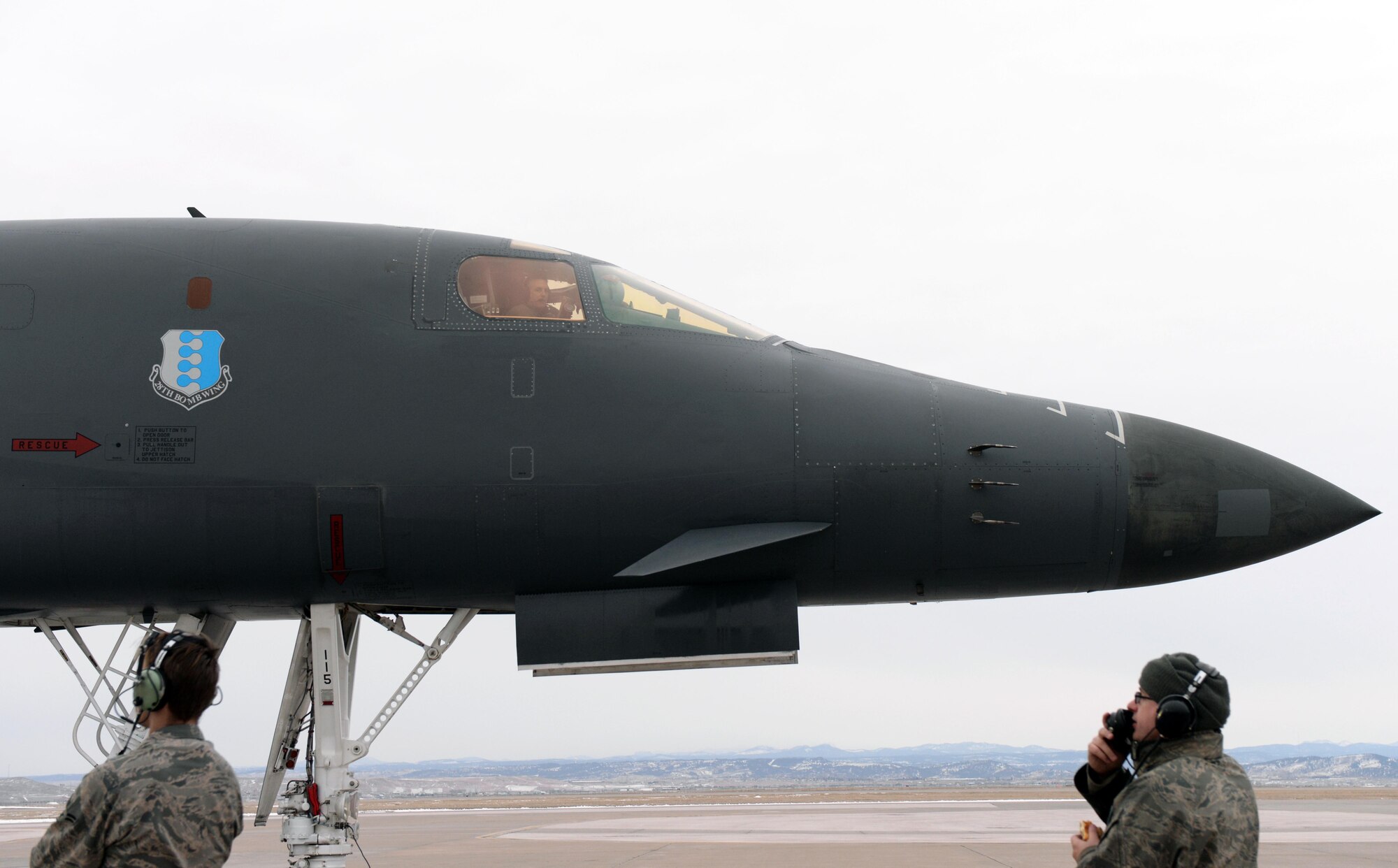 The 34th and 37th Bomb Squadron launched jets to prepare aircrew for the Air Force Weapons School April 15.